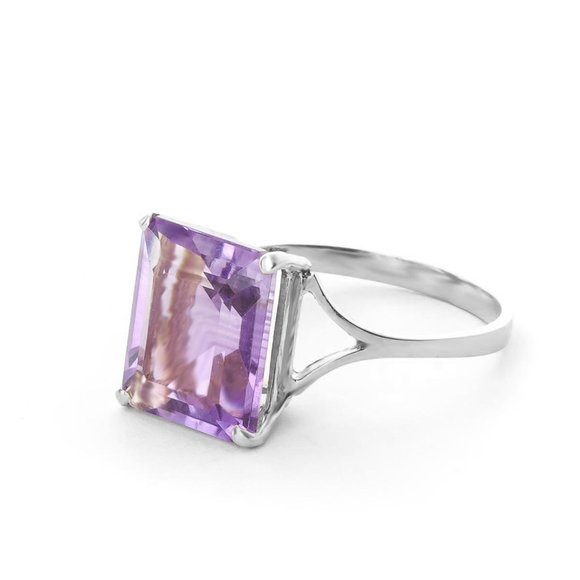 14K. SOLID GOLD RING WITH NATURAL OCTAGON AMETHYST - Picture 2 of 5